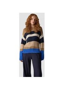 Strickpullover Lecomte "Pullover", Damen, Gr. 46, braun, 41%Polyamid, 36%Polyacryl, 17%Wolle, 5%Viskose, 1%Metallic Garn, geringelt, gerader Abschluss, Pullover Strickpullover