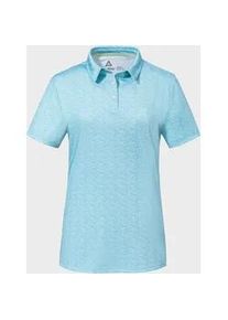 Sch&ouml;ffel Poloshirt SCH&Ouml;FFEL "Polo Shirt Style Fraydo WMN", Damen, Gr. 42, 8015, blau, Oberstoff: 91% Polyester, 9% Elasthan, V-Ausschnitt, Shirts
