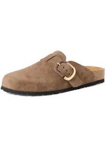Clog Tamaris, Damen, Gr. 41, dunkelbraun, Veloursleder, unifarben, Schuhe Clog, Hausschuh, Schupfschuh, Bequemschuh mit verstellbarer Schnalle