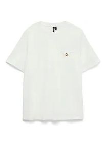 V&eacute;ro Moda T-Shirt VERO MODA "VMULLA CATY SS TOP JRS GA", Damen, Gr. XS, snow wei&szlig;, Jersey, Obermaterial: 100% Baumwolle, unifarben, regular fit normal, Rundhals, Shirts T-Shirt, mit Dreieckstasche