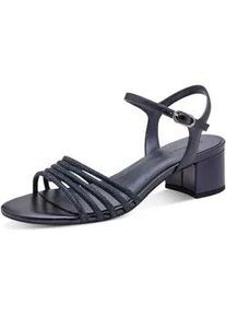 Sandalette Tamaris, Damen, Gr. 41, navy glitzer, Lederimitat, Textil, festlich, Schuhe Sandalette, Blockabsatz, Festtagsschuh, Abendschuh mit funkelnden Schmucksteinen