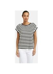 Smith & Soul T-Shirt SMITH & SOUL, Damen, Gr. L, schwarz, Single Jersey, Obermaterial: 46% Baumwolle, 46% Lyocell, 8% Elasthan, gestreift, normal, Rundhals, Umschlagsaum, Shirts T-Shirt, im gestreiften Design, Rundhalsform