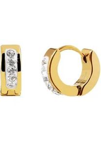 Adelia&acute;s Klappcreolen ADELIA ́S "Damen Ohrringe &ndash; Klappcreole aus Edelstahl mit Strass Steinchen", Damen, Gr. Damen, Edelstahl, gold, Ohrringe Klappcreolen, Eine sch&ouml;ne Geschenkidee f&uuml;r jeden Anlass