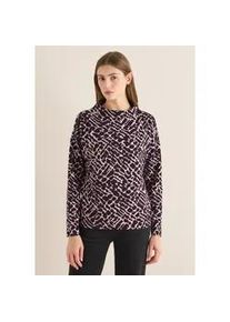 Langarmshirt Cecil, Damen, Gr. M (40), eggplant rot, Web, 48% Baumwolle, 48% Modal, 4% Elasthan, bedruckt, comfort fit normal, Rundhals, abgesteppt, Shirts Langarmshirt, im soften Baumwoll-Mix