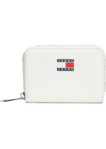 Tommy Hilfiger Geldb&ouml;rse TOMMY JEANS "TJW MUST SMALL ZA", Damen, ivory, Lederimitat, Basic, Kleinlederwaren, Damen Geldbeutel, Portemonnaie mit Logoflagge