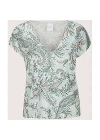 Madeleine Mode Longpullover MADELEINE "Stricktop Viskoseshirt mit Paisley-Muster", Damen, Gr. 48, blau (bleu, multicolor), Obermaterial: 71% Polyester PES. 29% Viskose CV., Modern, Pullover Longpullover, Dezent schimmerndes Finish