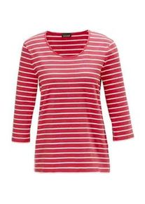 3/4-Arm-Shirt GOLDNER "Kurzgr&ouml;&szlig;e Buntgewirktes Ringelshirt", Damen, Gr. 22, rot (rot, wei&szlig;, geringelt), Obermaterial: 95% Baumwolle CO. 5% Elasthan EL., normal, Tubular, Shirts 3/4-Arm-Shirt, Garngef&auml;rbte und dadurch farbbest&auml;ndige Ringel