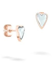 Paar Ohrstecker Liebeskind Berlin "Schmuck Geschenk Edelstahl Ohrringe Glass Heart", ros&eacute;goldfarben, transparent, transparent, Ohrringe, Damen, Edelstahl, mit Glasstein