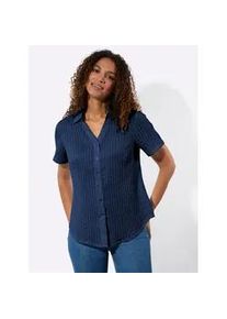 Hemdbluse Casual Looks, Damen, Gr. 46, dunkelblau, gestreift, 81% Viskose, 19% Polyamid, unifarben, Blusen Hemdbluse