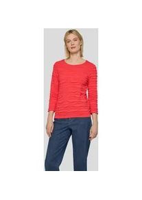 3/4-Arm-Shirt Rabe, Damen, Gr. 50, koralle, Jersey, Obermaterial: 68% Viskose, 28% Polyester, 4% Elasthan, Strukturmuster, regular fit taillenbedeckt, Rundhals, Shirts 3/4-Arm-Shirt, mit Struktur Muster