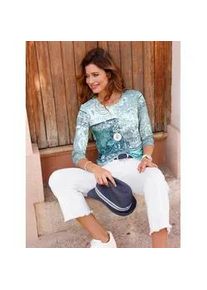 Print-Shirt Inspirationen "3/4-Arm-Shirt", Damen, Gr. 48, kalkmint, wei&szlig;, bedruckt, 95% Viskose, 5% Elasthan, bedruckt, gemustert, mehrfarbig, Rundhals, Shirts