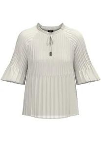 Plisseebluse s.Oliver BLACK LABEL, Damen, Gr. 38, ecru, Obermaterial: 100% Polyester, unifarben, h&uuml;ftlang, Rundhals, Blusen, leicht ausgestellte 3/4-&Auml;rmel, mit Schleife am Ausschnitt