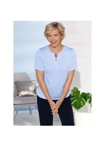 Rundhalsshirt "Kurzarm-Shirt", Damen, Gr. 40, eisblau, 64% Baumwolle, 36% Polyester, unifarben, Rundhals, Shirts Rundhalsshirt