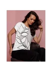 Print-Shirt CREATION L PREMIUM "Modal-Shirt", Damen, Gr. 38, ecru, steingrau, bedruckt, 95% Modal, 5% Elasthan, bedruckt, gebl&uuml;mt, gemustert, mehrfarbig, Rundhals, Shirts