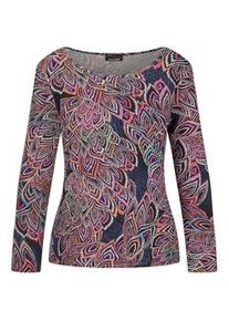 Print-Shirt GOLDNER "Langarm Printshirt, U-Boot-Ausschnitt", Damen, Gr. 44, schwarz (schwarz, bunt, gemustert), Obermaterial: 95% Viskose CV. 5% Elasthan EL., Shirts, U-Boot-Ausschnitt