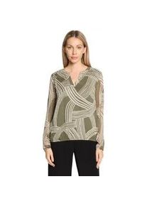 BETTY & CO Schlupfbluse BETTY & CO "Damen mit Print", Damen, Gr. 36, khaki, cream, Obermaterial: 98% Polyester, 2% Polyester, figurumspielend normal, Rundhals, Blusen Schlupfbluse