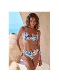 Bikini-Hose Sunseeker "Elife", Damen, Gr. 38, N-Gr, marine, orange, Recycling-Polyamid, bedruckt, Badehosen Bikini-Hose, Tropischer Print