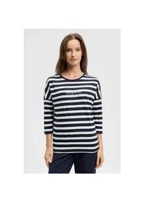 Rundhalsshirt SOCCX, Damen, Gr. XL, blau navy, opticwei&szlig;, Single Jersey, Material: 100% Baumwolle, bedruckt, gestreift, regular fit normal, Rundhals, eingesetzt gerader Abschluss, Shirts Rundhalsshirt, aus Baumwolle