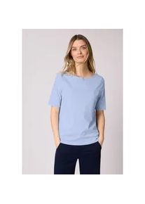 T-Shirt Street One, Damen, Gr. 42, shadowed navy, cashmere blau, Web, 100% Baumwolle, unifarben, normal normal, U-Boot-Ausschnitt, abgesteppt, Shirts T-Shirt, mit U-Boot-Ausschnitt