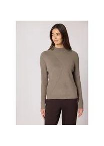 Stehkragenpullover Street One, Damen, Gr. 42, light terra mocha meliert, Web, 37% Baumwolle, 34% Polyacryl, 26% Polyester, 3% Elasthan, unifarben, normal normal, hoch geschlossener Ausschnitt, Rippb&uuml;ndchen, Pullover Stehkragenpullover, mit Streifen-Struktur