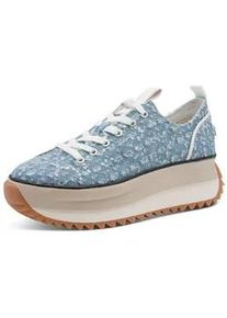 Plateausneaker Tamaris "Milena", Damen, Gr. 36, denim, pailletten, Synthetik, Textil, Schuhe Plateausneaker, Freizeitschuh, Halbschuh, Schn&uuml;rschuh in veganer Verarbeitung