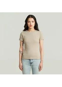 G-Star Raw T-Shirt G-STAR "Slim Rib Wmn", Damen, Gr. XXL, dk brick, Single Jersey, Obermaterial: 98% Baumwolle, 2% Elasthan, unifarben, slim fit h&uuml;ftlang, Rundhals, abgesteppte Kante, Shirts T-Shirt, in Rundhalsform