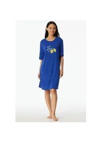 Nachthemd Schiesser "Casual Fashion", Damen, Gr. 46, N-Gr, 819, blau, Single Jersey, Obermaterial: 95% Modal, 5% Elasthan, bequem kniefrei, Rundhals, Kleider Nachthemd, Gesamtl&auml;nge ca. 90 cm, in flie&szlig;ender Single-Jersey Qualti&auml;t