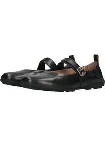 Ballerina Salamander, Damen, Gr. 38, schwarz, Glattleder, Basic, Schuhe Ballerina, Halbschuh mit Klettverschluss mit aufgesetztem Riemchen