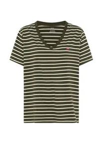 Levi's Kurzarmshirt LEVI'S PLUS "V NECK TEE", Damen, Gr. XXL (50/52), stripe deep depths, Jersey, Obermaterial: 100% Baumwolle, gestreift, figurumspielend h&uuml;ftlang, V-Ausschnitt, Shirts, Gerade geschnittene Passform
