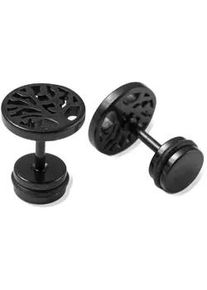 Paar Ohrstecker Firetti "Schmuck Geschenk Edelstahl Ohrschmuck Ohrringe Baum des Lebens", schwarz, Ohrringe, Herren, 9mm, Edelstahl, Made in Germany