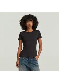 G-Star Raw T-Shirt G-STAR "Slim Rib Wmn", Damen, Gr. L, dk schwarz, Single Jersey, Obermaterial: 98% Baumwolle, 2% Elasthan, unifarben, slim fit h&uuml;ftlang, Rundhals, abgesteppte Kante, Shirts T-Shirt, in Rundhalsform