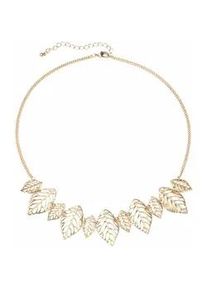 Collierkettchen Steuer "Metall glanz vergoldet Blatt", gelb, Halsketten, Damen, 49,0cm, Metall, L: 49, gl&auml;nzend