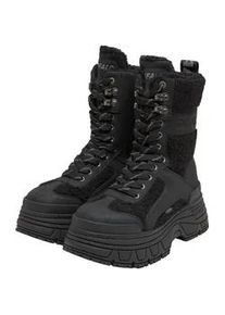 Stiefel Buffalo "Buffalo FUSION COM HI WARM - VEGAN NUBUCK/FUR", Damen, Gr. 37, schwarz, Polyurethan, unifarben, Schuhe Stiefel