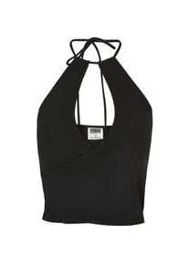 Tanktop Urban Classics "Urban Classics Damen Ladies Short Wraped Neckholder Top", Damen, Gr. 5XL, schwarz, 95% Baumwolle, 5% Elasthan, unifarben, slim fit, Tops Tanktop