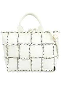 Henkeltasche Harpa "UMA", Damen, Gr. B/H/T: 45cm x 30cm x 45cm, wei&szlig;, Polyurethan (PU), kariert, mehrfarbig, Taschen, mit geschmackvoller Steppung