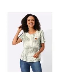 Print-Shirt Casual Looks "Print-Shirt", Damen, Gr. 44, khaki, ecru, bedruckt, 95% Baumwolle, 5% Elasthan, gemustert, mehrfarbig, Rundhals, Shirts