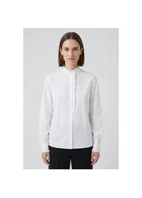 Hemdbluse BOSS ORANGE "Banny Premium Damenmode", Damen, Gr. 46, wei&szlig; 100, Popeline, Obermaterial: 100% Baumwolle, unifarben, h&uuml;ftbedeckend, Puff&auml;rmel 1-Knopf-Manschette, Blusen Hemdbluse, mit R&uuml;schen-Details, Stehkragen