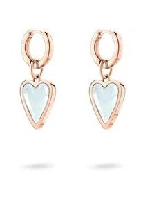 Paar Creolen Liebeskind Berlin "Schmuck Ohrringe mit abnehmbaren Herz-Einh&auml;ngern Glass Heart", ros&eacute;goldfarben, transparent, transparent, Ohrringe, Damen, Edelstahl, mit Glasstein