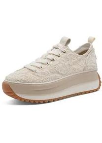 Plateausneaker Tamaris "Milena", Damen, Gr. 39, ivory, macramee, Synthetik, Textil, Schuhe Plateausneaker, Freizeitschuh, Halbschuh, Schn&uuml;rschuh in veganer Verarbeitung