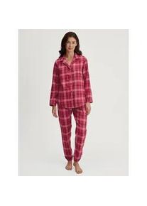 Schlafanzug Calida "Holiday Dreams", Damen, Gr. M (44/46), deep rot, Flanell, Obermaterial: 100% Baumwolle, bequem lang, ohne Ausschnitt, Homewear-Sets Schlafanzug, weich, bequem, Flanell-Qualit&auml;t, Karo-Design, Langarm