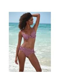 Badehose Venice Beach "Tadu", Damen, Gr. 44, N-Gr, bordeaux, wei&szlig;, Obermaterial: 84% Polyamid, 16% Elasthan. Futter: 92% Polyester, 8% Elasthan, Badehosen Badehose, im modernem Streifendesign