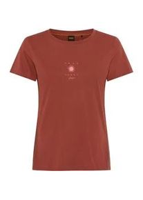 T-Shirt BOSS ORANGE "Elove Premium Damenmode", Damen, Gr. XS, dunkelrot 604, Single Jersey, Obermaterial: 100% Baumwolle, unifarben, slim fit normal, Rundhals, Shirts T-Shirt, im Slim Fit, bestickt