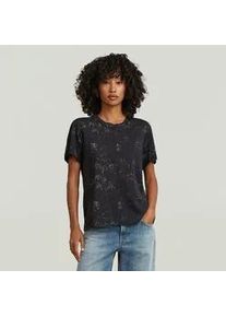 G-Star Raw T-Shirt G-STAR "Aop Wmn", Damen, Gr. S, dk schwarz wave spray, Single Jersey, Obermaterial: 100% Baumwolle, gemustert, regular fit h&uuml;ftlang, Rundhals, abgesteppte Kante, Shirts T-Shirt, mit Allover-Print