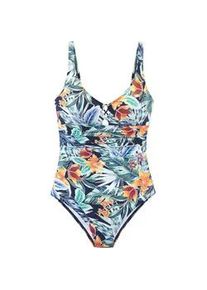 Badeanzug Sunseeker "Elife", Damen, Gr. 42, Cup A/B, marine, orange, Recycling-Polyamid, bedruckt, Badeanz&uuml;ge Badeanzug, Zierschn&uuml;rung vorne