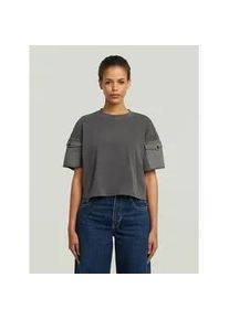 G-Star Raw T-Shirt G-STAR "Washed Mix Boxy Cropped T-Shirt", Damen, Gr. L, dk schwarz gd, Obermaterial: 100% Baumwolle, Shirts T-Shirt