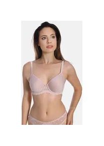 Sassa Mode B&uuml;gel-BH SASSA "Dotted Mesh", Damen, Gr. 90, Cup E, beige (natur), Jacquard: 90% Polyamid, 10% Polyethylen. Obermaterial: 90% Polyester, 10% Elasthan. Spitze: 90% Polyamid, 10% Elasthan, unifarben, normal, BHs B&uuml;gel-BH, mit Spitzeneinsatz