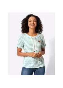 Print-Shirt Casual Looks "Print-Shirt", Damen, Gr. 46, ozean, ecru, bedruckt, 95% Baumwolle, 5% Elasthan, gemustert, mehrfarbig, Rundhals, Shirts