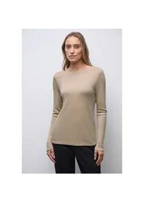 Langarmshirt Street One, Damen, Gr. 40, sanded beige, Stoff, 82% Viskose, 10% metallisierte Fasern, 8% Polyamid, gl&auml;nzend, regular fit normal, U-Boot-Ausschnitt, abgesteppt, Shirts Langarmshirt, aus softem Materialmix