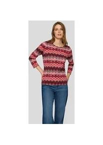 3/4-Arm-Shirt Rabe, Damen, Gr. 46, mohn, Jersey, Obermaterial: 92% Baumwolle, 8% Elasthan, gemustert, tailliert h&uuml;ftbedeckend, Rundhals, Shirts 3/4-Arm-Shirt, mit Allover-Muster