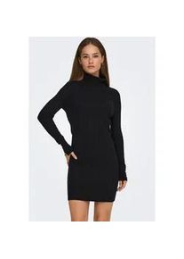 Strickkleid Only "ONLLOUIS LS ROLLNECK CABLE DRESS AT KNT", Damen, Gr. L, N-Gr, schwarz, Strick, Obermaterial: 50% Viskose, 27% Polyamid, 23% Nylon, unifarben, slim fit kurz, Kleider Strickkleid